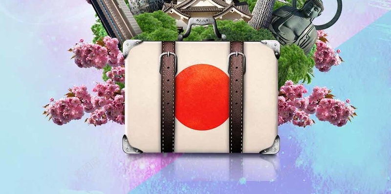 蓝色行李箱旅游商业PSD分层H5背景psd设计背景_88icon https://88icon.com 旅游 日本 梦幻商业PSD分层H5背景素材 樱花 蓝色 行李箱