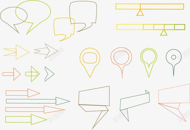 手绘标签矢量图ai免抠素材_88icon https://88icon.com 对话框 对话气泡 箭头 矢量图