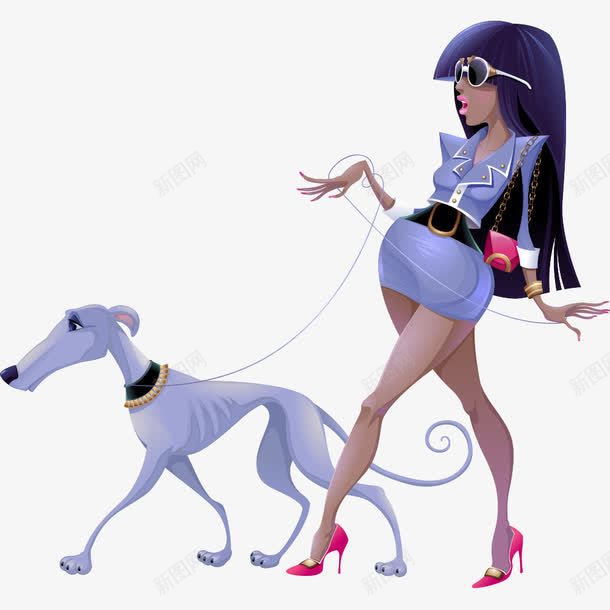 遛狗的女人png免抠素材_88icon https://88icon.com 人物插画 卡通人物 插画 矢量人物 矢量女人 遛狗