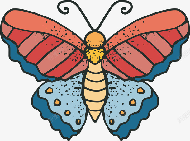 卡通手绘蝴蝶矢量图eps免抠素材_88icon https://88icon.com 一只蝴蝶 卡通蝴蝶 彩色蝴蝶 手绘蝴蝶 矢量png 蝴蝶 矢量图