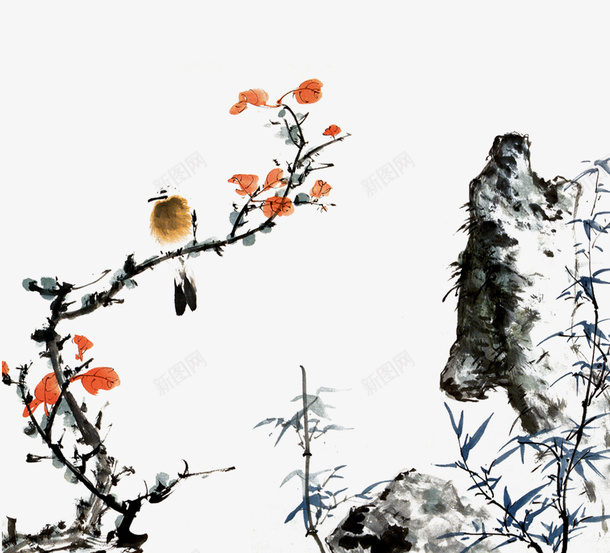 古风水墨装饰梅花元素png免抠素材_88icon https://88icon.com 假山元素 古风 梅花 水墨 水墨山云 竹枝 装饰