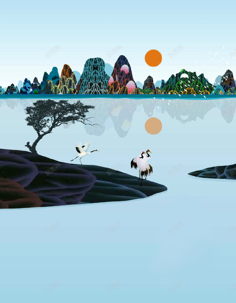 手绘湖面太阳H5背景jpg设计背景_88icon https://88icon.com 太阳 手绘 梦幻 湖面 远山 唯美 浪漫 H5背景 文艺 简约