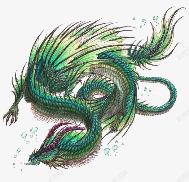 手绘异兽png免抠素材_88icon https://88icon.com 动物 四圣兽 奇异 异兽 手绘青龙 爪子 神话 绿色巨龙 角 青色龙 青龙图 龙