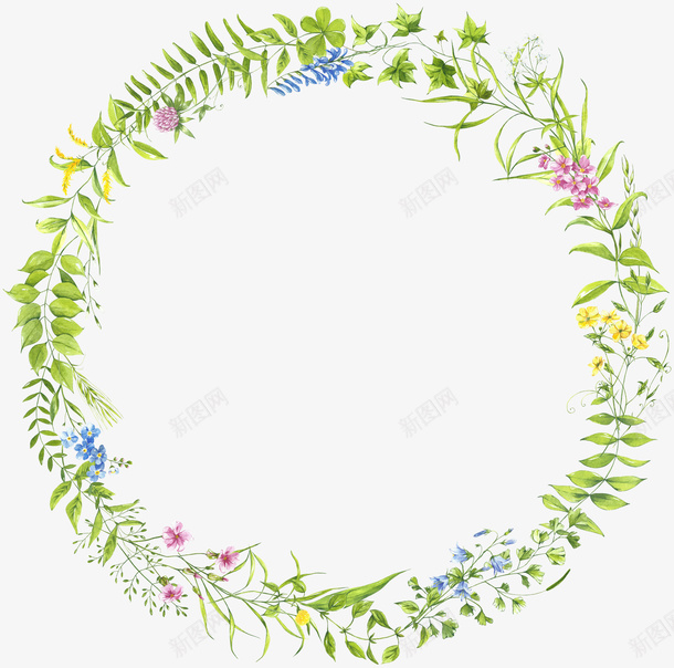树叶花朵手绘花圈植物花圈png免抠素材_88icon https://88icon.com 头花圈 手绘花圈 树叶 植物花圈 花朵