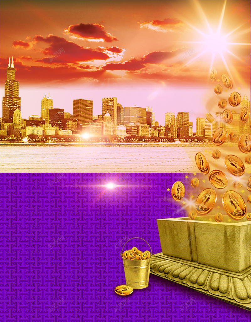 大气金币房产紫色背景psd设计背景_88icon https://88icon.com 低价 大气 开盘 房产 房地产 房子 楼盘 活动 紫色 背景 营销 金币 销售 阳光