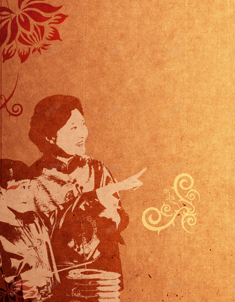 母慈子孝H5背景psd设计背景_88icon https://88icon.com 中国传统文化 孝 爱 花纹 橙色 中国风 H5 h5