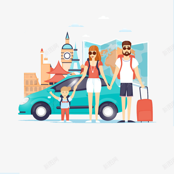一家人旅游手绘元素png免抠素材_88icon https://88icon.com 一家人 一家人旅游 一家人旅游手绘元素 旅游