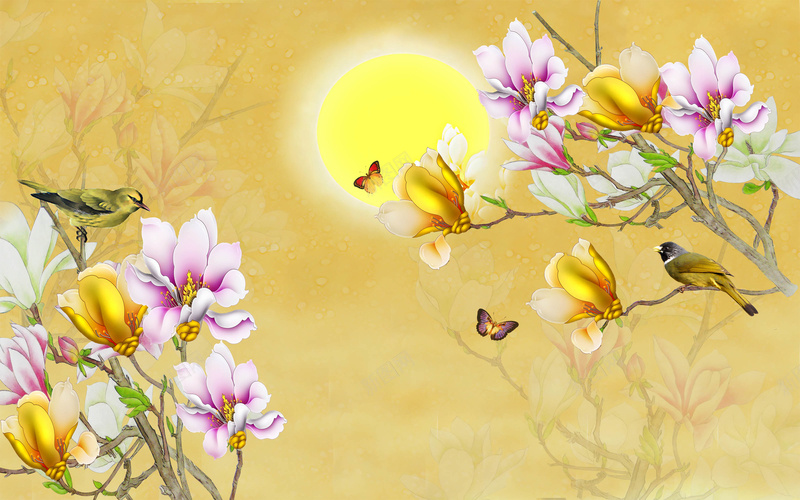 中国风花卉背景素材jpg设计背景_88icon https://88icon.com 墙画 壁挂 装修墙纸 中式背景 中国风 壁纸 中式 室内 电视墙 豪华 玄关