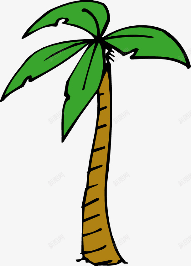 手绘彩色卡通椰子树png免抠素材_88icon https://88icon.com 卡通 手绘 植物 椰子树