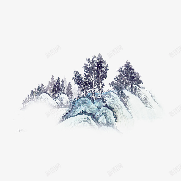 中国风水墨山丘和树png免抠素材_88icon https://88icon.com 中国风 中国风水墨山丘和树 山丘 水墨山丘 水墨树