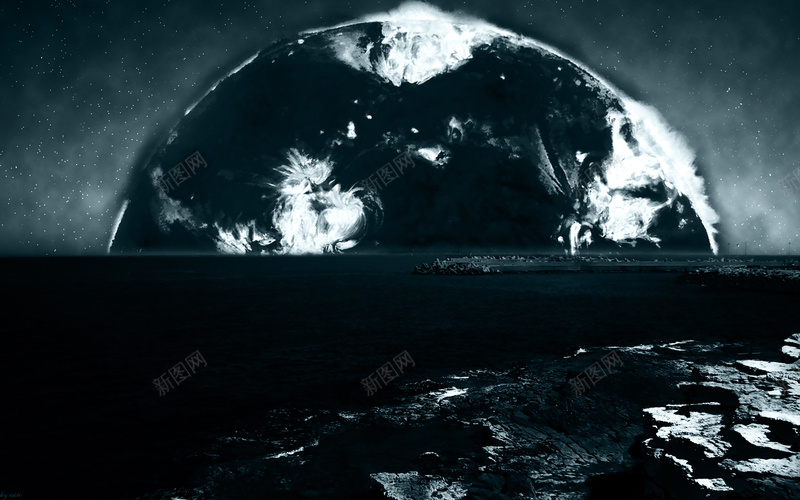 海报背景图jpg设计背景_88icon https://88icon.com 摄影 风景 黑白剪影夜晚的灯火拼接太阳NASA银河