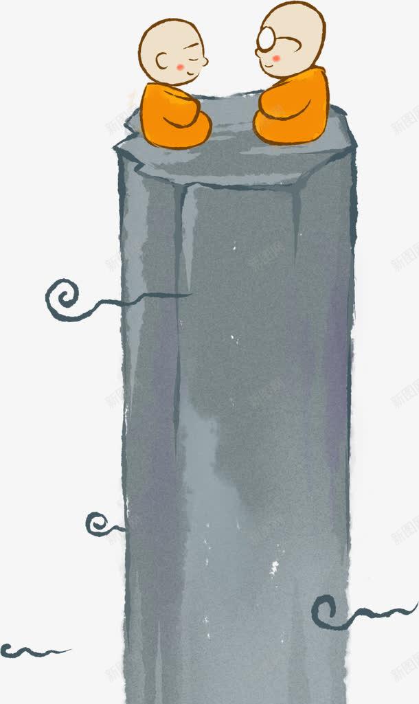 小和尚和老和尚png免抠素材_88icon https://88icon.com 人物 人物插画 卡通人物 卡通小和尚 和尚 插画