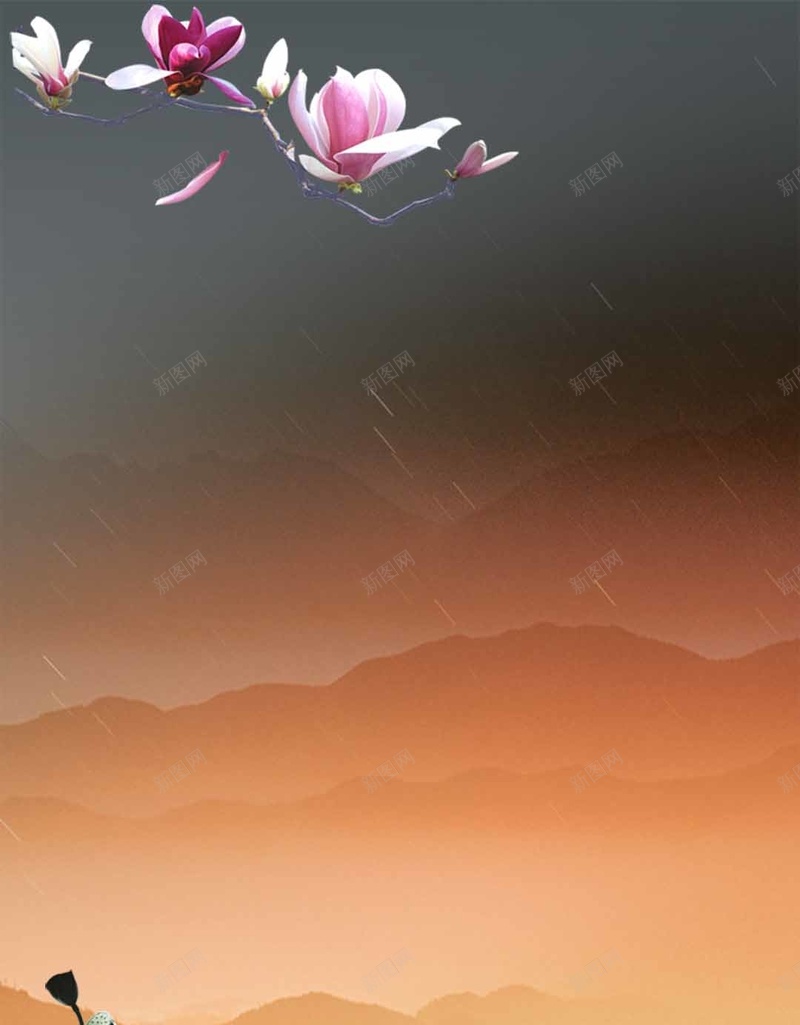夕阳腊梅荷花商业H5背景psd设计背景_88icon https://88icon.com H5背景 商业 夕阳 梦幻 浪漫 腊梅背景素材 荷花