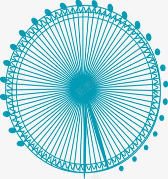 手绘蓝色清新摩天轮png免抠素材_88icon https://88icon.com 天轮 清新 蓝色