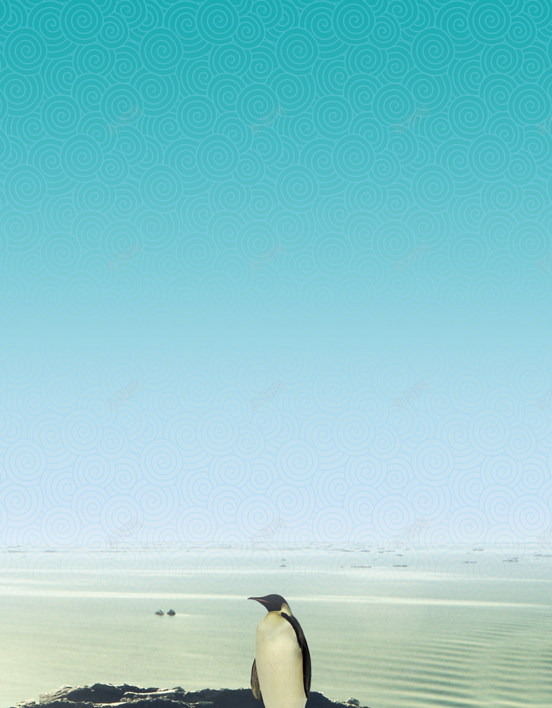 漂浮在海上孤独的企鹅psd设计背景_88icon https://88icon.com 企鹅 动物 大洋 大海 漂浮 保护环境 天空 蓝色