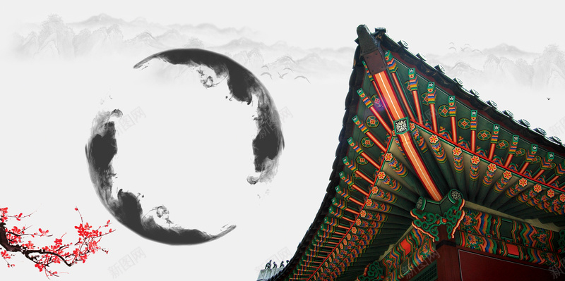 水墨中国风复古建筑psd设计背景_88icon https://88icon.com 复古 建筑 房子 水墨 中国风 屋檐 平面设计 分层文件 PSD源文件 150PPI