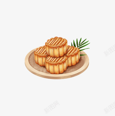 手绘一盘月饼png免抠素材_88icon https://88icon.com 中秋节 传统 八月十五 月饼