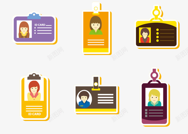彩色工作证矢量图eps_88icon https://88icon.com 办公 工作证 彩色 矢量图