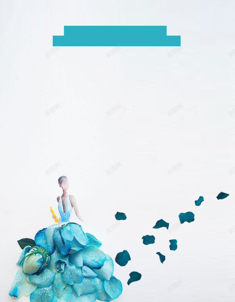蓝色花瓣背景psd设计背景_88icon https://88icon.com 人 小清新 手绘 文艺 水彩 简约 蓝色