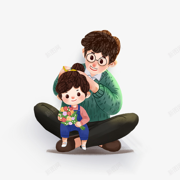 父亲节卡通元素png免抠素材_88icon https://88icon.com 元素 卡通 插图 父亲节 素材