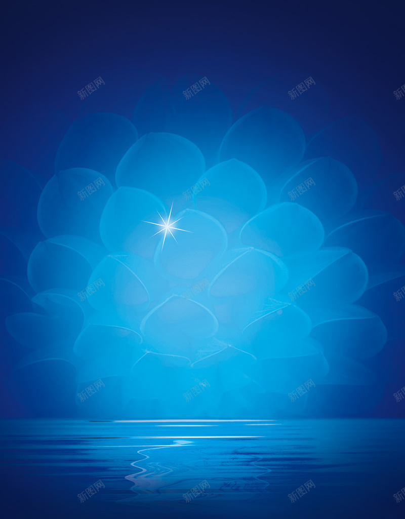 蓝色花瓣大气海上H5背景jpg设计背景_88icon https://88icon.com H5背景 大气 梦幻 波纹 海上 花卉 花瓣 蓝色