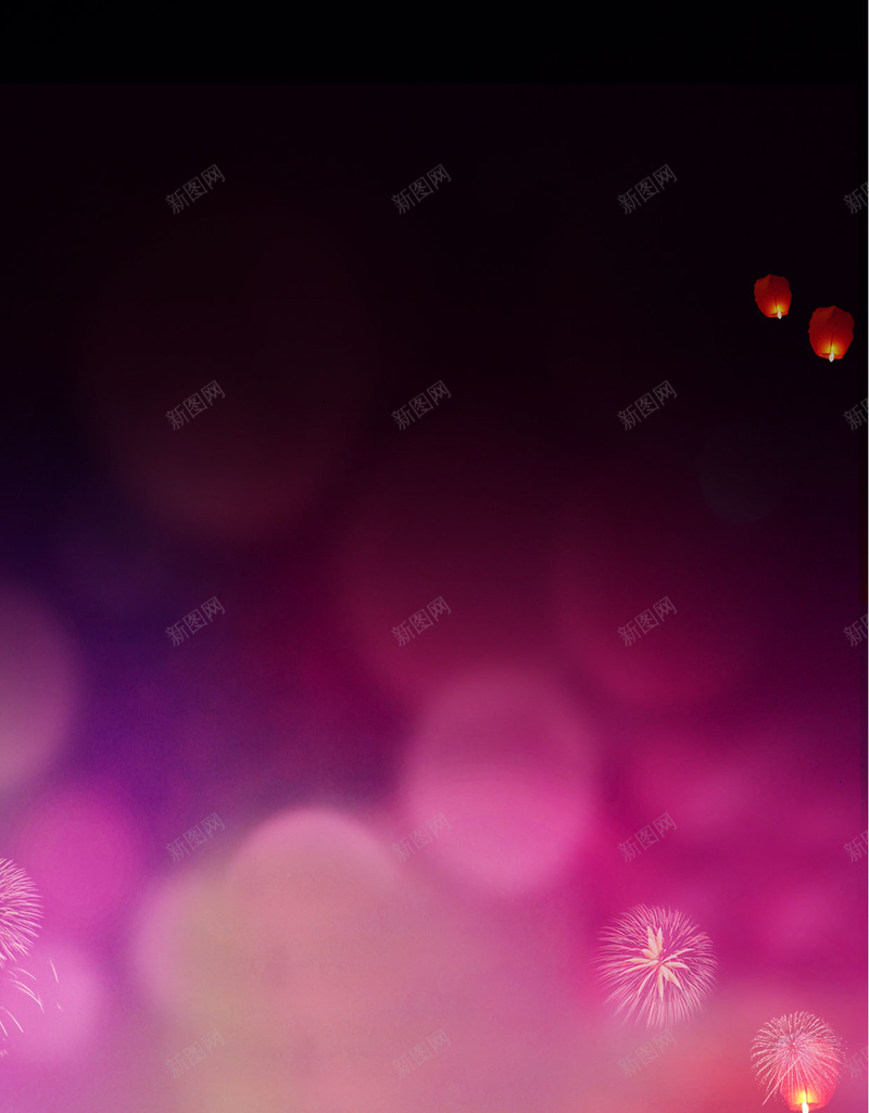 元宵节psd背景h5jpg设计背景_88icon https://88icon.com 中国风 建筑 灯笼 缤彩紫色 莲花