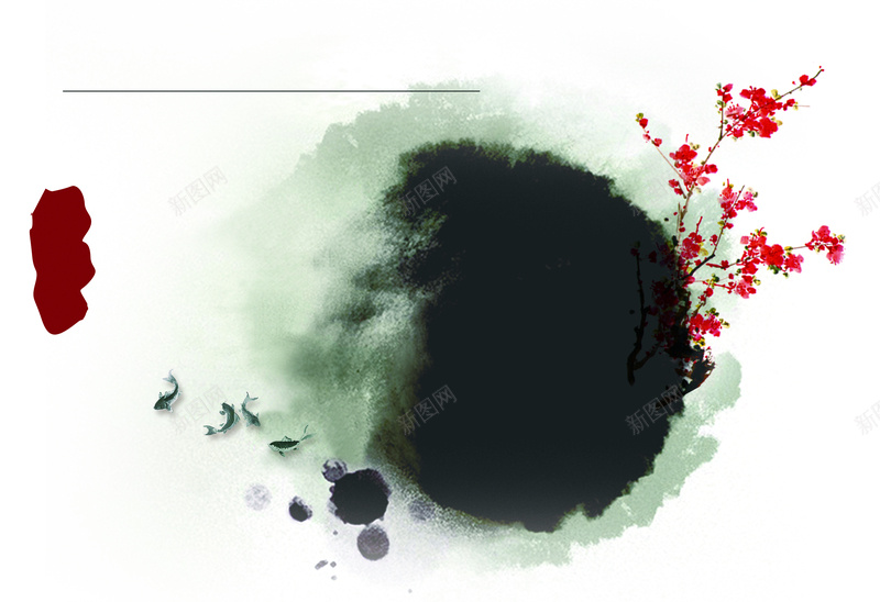 中国风墨水水墨梅花国画jpg设计背景_88icon https://88icon.com 中国风 墨水 水墨 梅花 国画 诗意 黑色 红色 意境