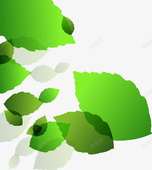 简约绿色叶子png免抠素材_88icon https://88icon.com 免抠PNG 半透明 叠加 叶子 简约 绿色