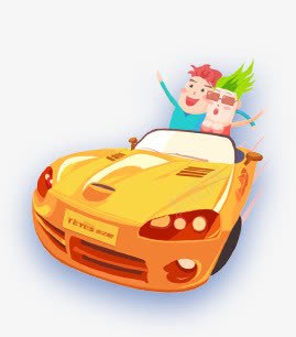 扁平手绘拉风的小伙伴跑车png免抠素材_88icon https://88icon.com 小伙伴 扁平 跑车