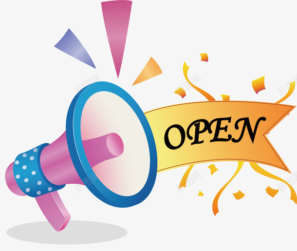 海报装饰图案喇叭open彩带矢量图ai免抠素材_88icon https://88icon.com open 喇叭 彩带 海报装饰图案 矢量图 英文开业
