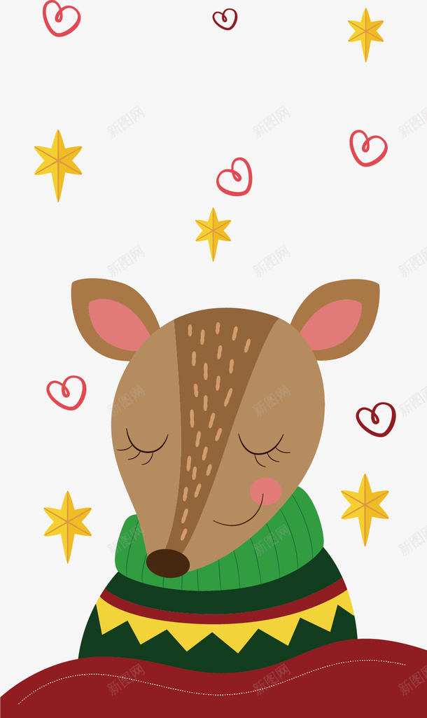 穿线衣的卡通狐狸矢量图ai免抠素材_88icon https://88icon.com 卡通 卡通狐狸 卡通线衣 星星 爱心 线衣 矢量图