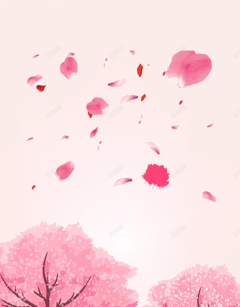 粉色手绘浪漫樱花PSD分层H5背景素材psd设计背景_88icon https://88icon.com H5 PSD分层 卡通人物 小清新 手绘 春季 樱花 樱花树 水彩 浪漫 粉色 背景素材