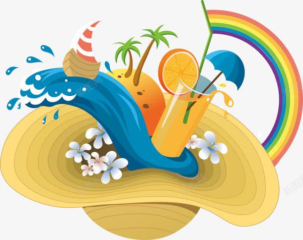 夏日海报卡通合成创意彩绘效果png免抠素材_88icon https://88icon.com 创意 卡通 合成 夏日 彩绘 效果 海报