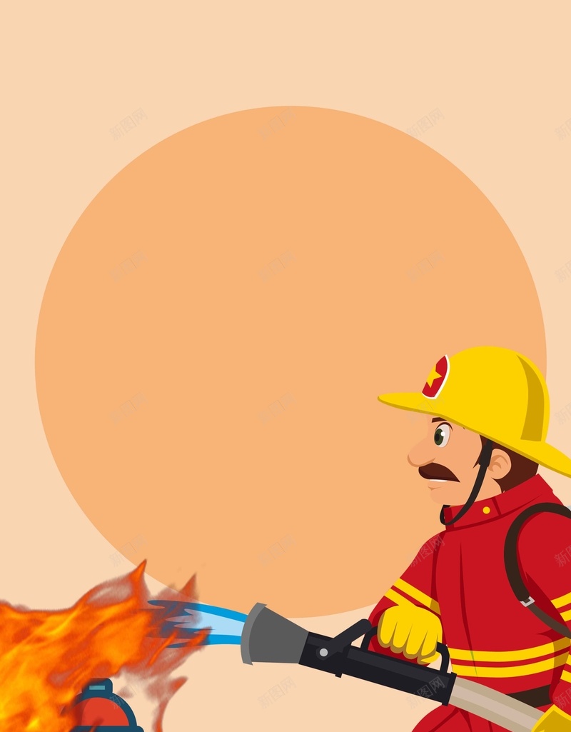 卡通关注消防安全预防火灾广告psd设计背景_88icon https://88icon.com 关注消防安全 卡通人物 卡通消防 卡通消防员救援 广告 插画人物 消防员 红色背景 预防火灾 黄色背景