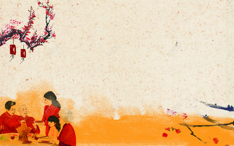 新年年夜饭广告素材psd设计背景_88icon https://88icon.com 灯笼 古典底纹 贺新春 年夜饭海报 喜庆节日 艺术字 中国元素 梅花