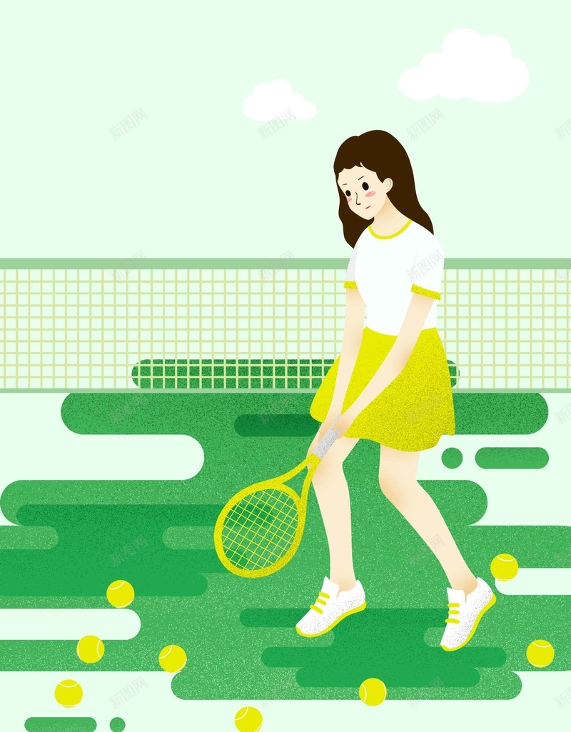 学校社团网球社招新手绘插画psd设计背景_88icon https://88icon.com 开学季 手绘 招新 插画 新学期 校园 社团 简约 纳新 网球社 迎新生