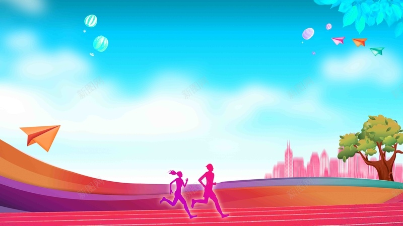 秋季校园运动会展板psd设计背景_88icon https://88icon.com 人物剪影 体育运动 城市 展板 我健康 我快乐 我运动 跑步剪影 运动会 运动会海报