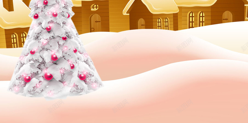 橘色背景PSD分层H5背景psd设计背景_88icon https://88icon.com 橘色背景 白色雪花 房屋 松树 雪 卡通 童趣 手绘