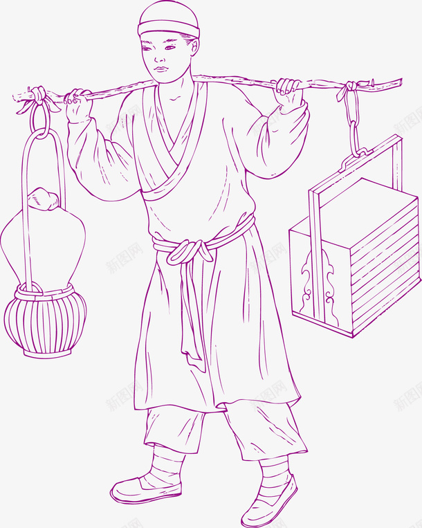 挑担子的男人png免抠素材_88icon https://88icon.com png图形 png装饰 手绘 担子 挑夫 挑担子图 男人 装饰