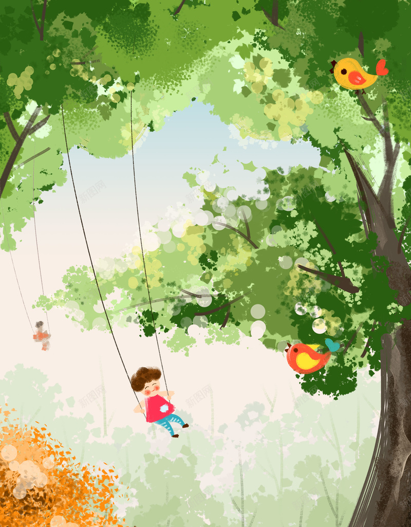 春季春游背景psd设计背景_88icon https://88icon.com 大树 春季 春游 植树节 海报 矢量 绿色 背景