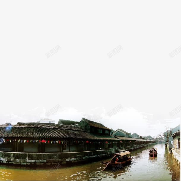 江南水镇png免抠素材_88icon https://88icon.com 中国风 划船 水镇 笔墨