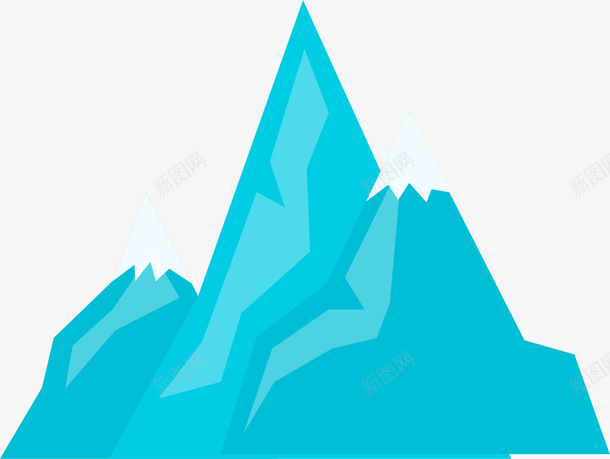 手绘蓝色大山冰山png免抠素材_88icon https://88icon.com 创意 唯美 手绘大山 水彩 蓝色冰山 蓝色大山