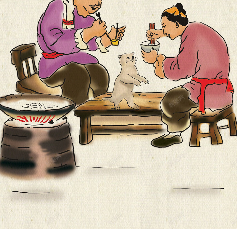 中国风海报背景jpg设计背景_88icon https://88icon.com 中国风 水墨画 古代人物 餐饮 美食 海报背景