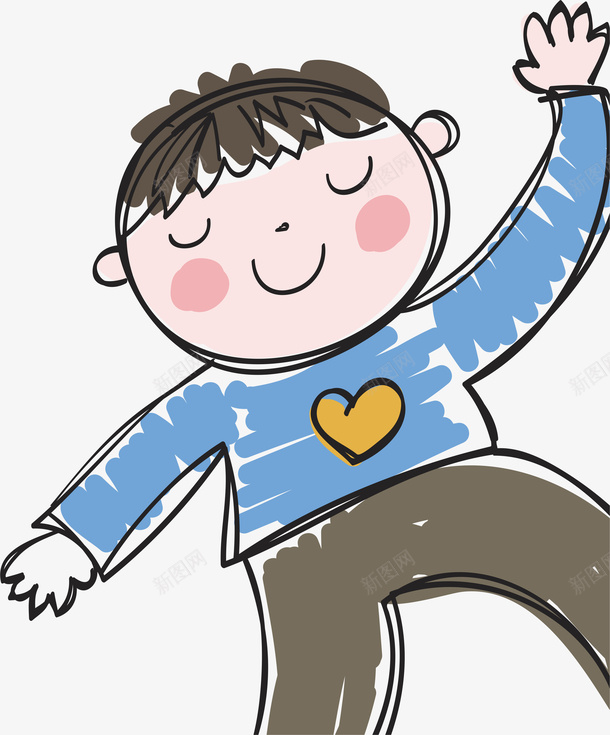 手绘男孩矢量图ai免抠素材_88icon https://88icon.com AI 儿童 卡通 可爱 孩子 小孩 手绘 男孩 蓝色 矢量图