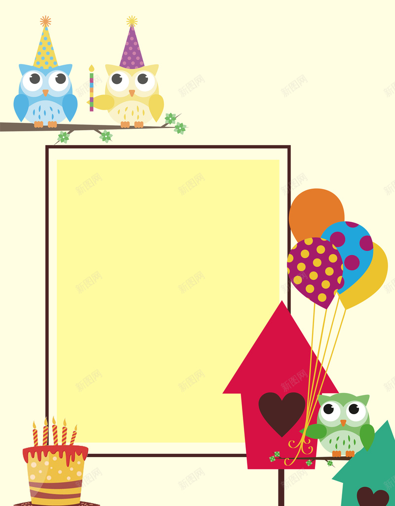 简约卡通生日蛋糕广告psd高清背景_88icon https://88icon.com 生日蛋糕 卡通 大气 广告 简约 时尚 猫头鹰 气球 线条