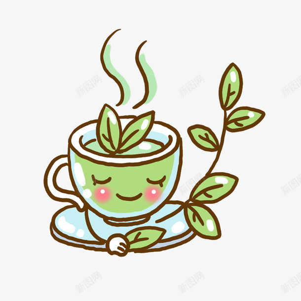 手绘绿茶图形png免抠素材_88icon https://88icon.com 图形 手绘 手绘绿茶图形 绿茶