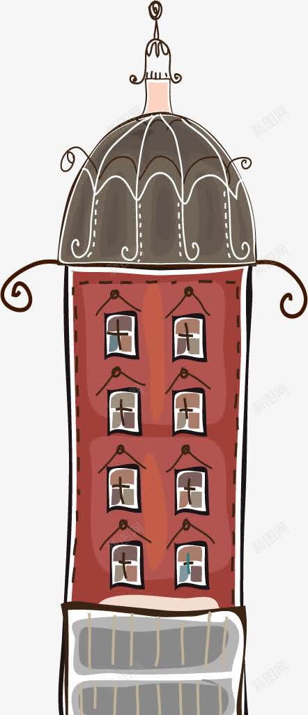 手绘唯美圆形建筑png免抠素材_88icon https://88icon.com 圆形 圆楼 建筑