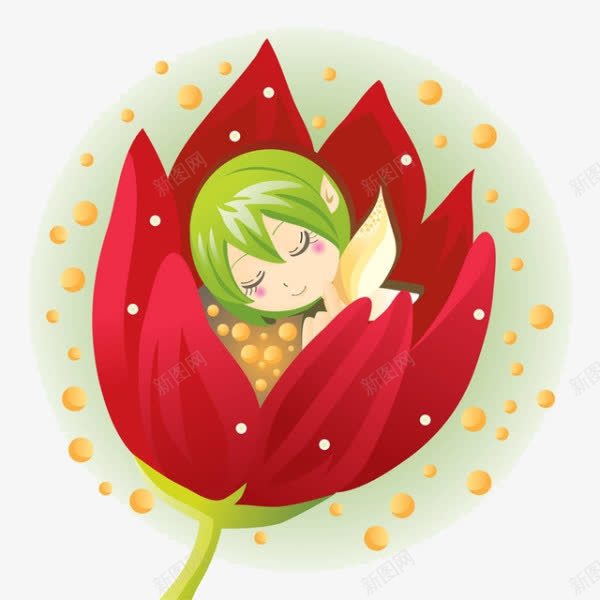 卡通花朵里的女孩png免抠素材_88icon https://88icon.com 卡通 女孩 花仙子