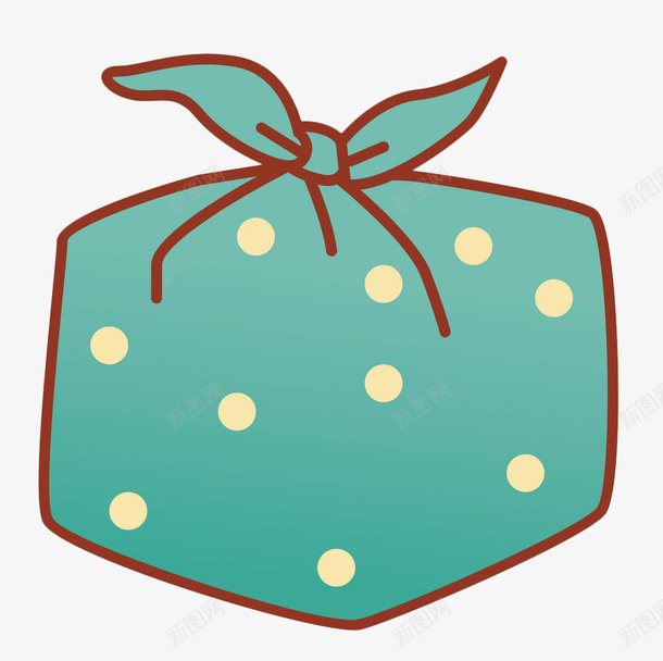 蓝色手绘布巾包装png免抠素材_88icon https://88icon.com 包装材料 外包装 密封 封口 封装 布巾 打包 打结 波点 蓝色