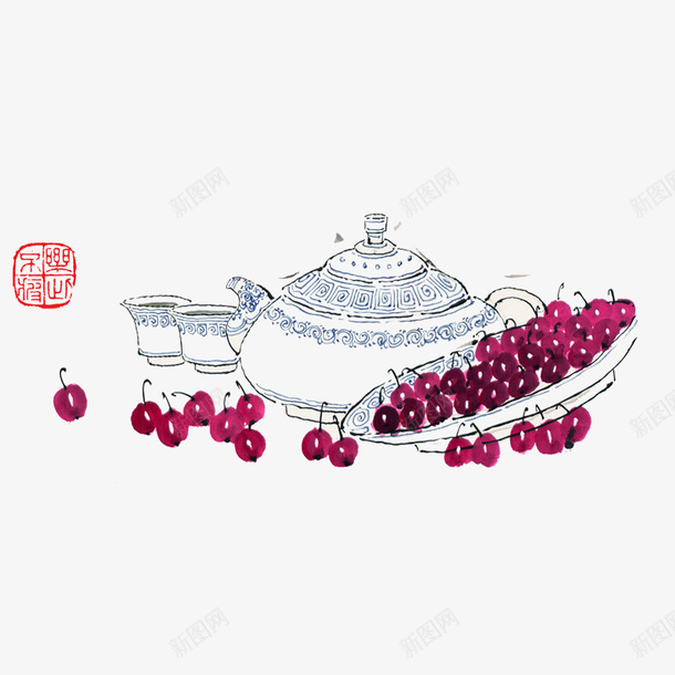 工笔画葡萄美酒配饰png免抠素材_88icon https://88icon.com 工笔画 素材 美酒 葡萄 配饰